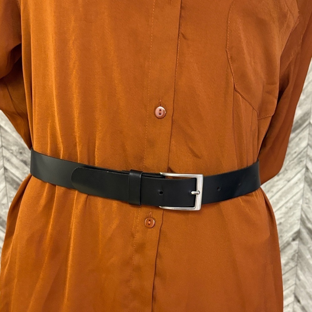 H&M Classic Black Leather Belt, 34” in Lenght